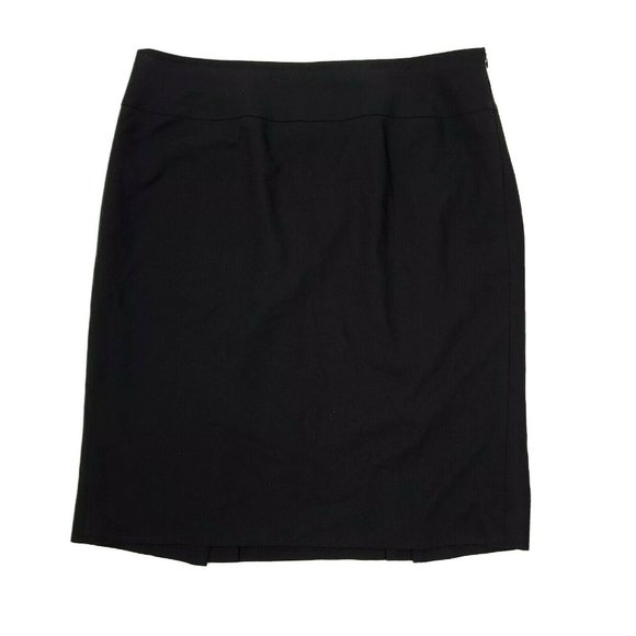 Ann Taylor Loft Skirt Womens Size 10 Solid All Black Wool Blend Side Zip Pencil - Picture 1 of 5